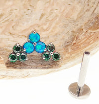 Trinity cluster threadless piercing, 20g,18g,16g,14g flatback - Body Clickers Body Jewelry
