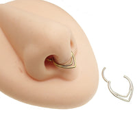 V-shaped hinged clicker body jewelry in 16g, featuring an 8mm design from Body Clickers Body Jewelry.