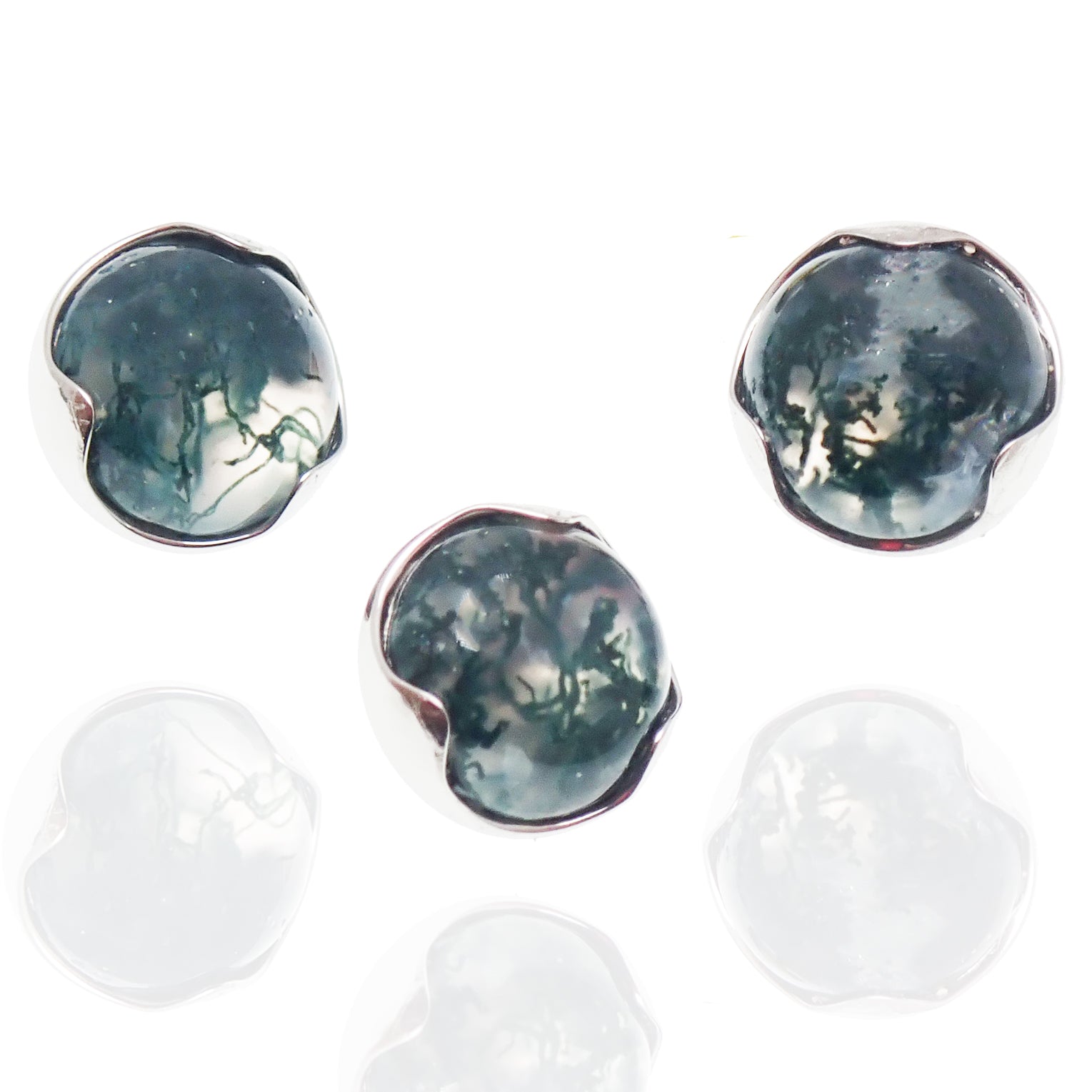 Moss agate 14G natural stone attachment top by Body Clickers Body Jewelry for body piercing and jewelry accessories.