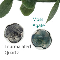 14G natural moss agate stone attachment top for body jewelry by Body Clickers, showcasing a smooth, polished stone design.