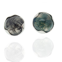 Moss agate 14G natural stone attachment top for body jewelry, featuring a polished stone design by Body Clickers Body Jewelry.