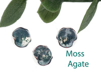 Moss agate 14G natural stone attachment top by Body Clickers Body Jewelry, designed for body piercing accessories.