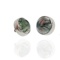 Moss Agate natural stone attachment top for body jewelry, 0.9mm gauge, by Body Clickers Body Jewelry.
