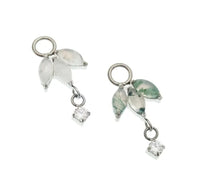 Titanium implant charm with moss agate or moonstone, designed for 12g body jewelry, by Body Clickers Body Jewelry.