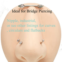 Moss Agate Dragon Egg barbell nipple piercing in 16g with 10mm length, crafted by Body Clickers Body Jewelry.