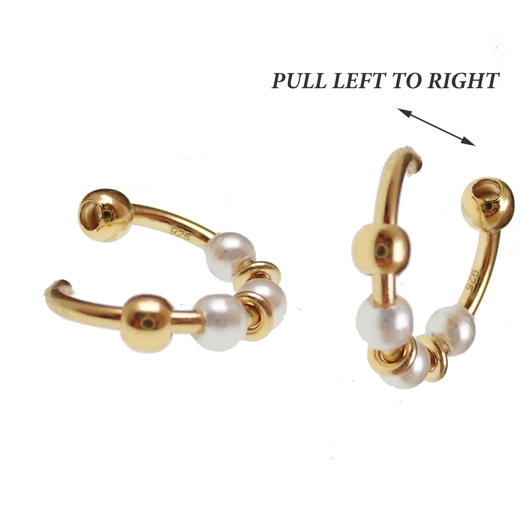 Sterling silver nose hoop with pearl, 18g gauge and 8mm diameter, from Body Clickers Body Jewelry.