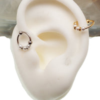 Sterling silver nose hoop with pearl, 18g gauge, 8mm diameter, body jewelry from Body Clickers.