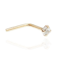 14K nose stud with a 2mm cubic zirconia stone, Body Clickers Body Jewelry nose piercing jewelry on a white background.