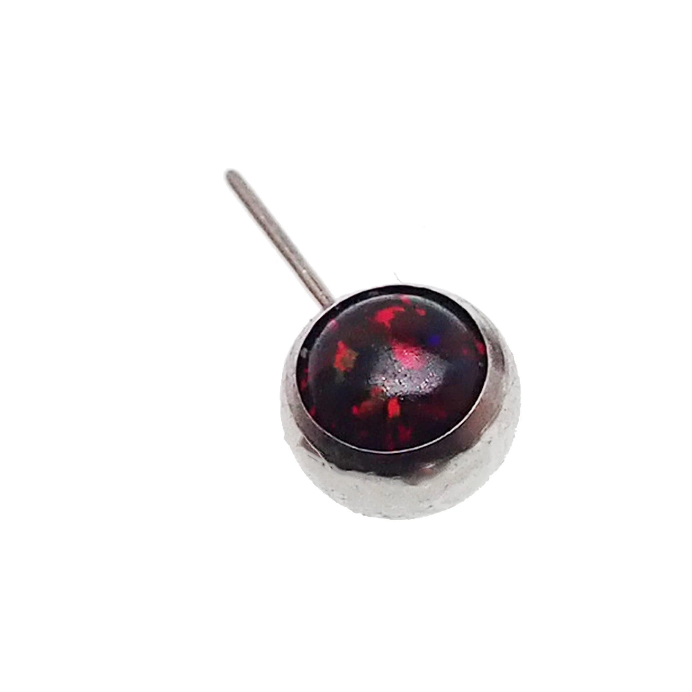 Peacock blue Opal push-fit nipple bars by Body Clickers in 14g and 16g body jewelry, featuring 12mm decorative opal stones.