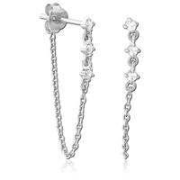 Sterling silver chain wrap earrings by Body Clickers Body Jewelry, featuring a sleek, modern design and polished silver finish.