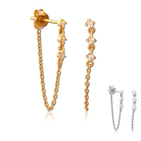 925 sterling silver dangle earrings with chain wrap design, showcasing Body Clickers Body Jewelry style and craftsmanship.