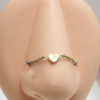 Titanium chain body jewelry by Body Clickers with a heart-shaped pendant, suitable for various piercings, 30mm length.
