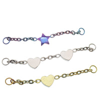 Titanium chain body jewelry by Body Clickers for various piercings, featuring a 30mm heart design and durable titanium material.