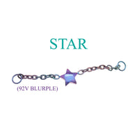 Titanium body jewelry chain with small heart pendant for various piercings, by Body Clickers, 30mm length, durable and stylish.