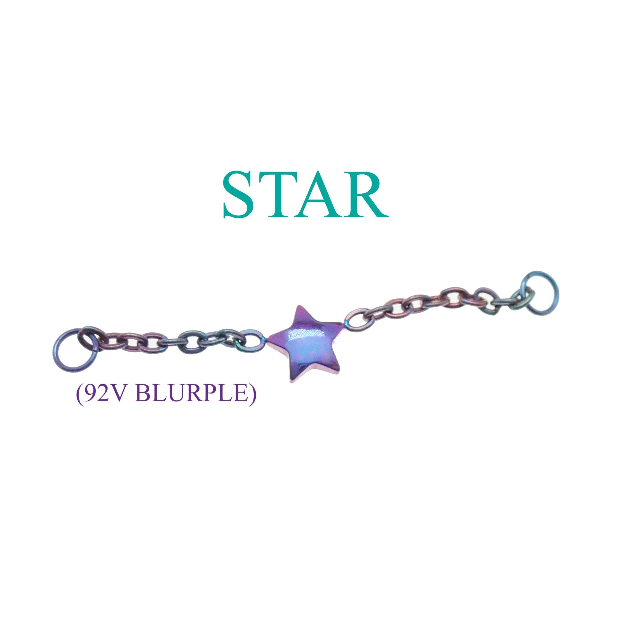 Titanium body jewelry chain with small heart pendant for various piercings, by Body Clickers, 30mm length, durable and stylish.