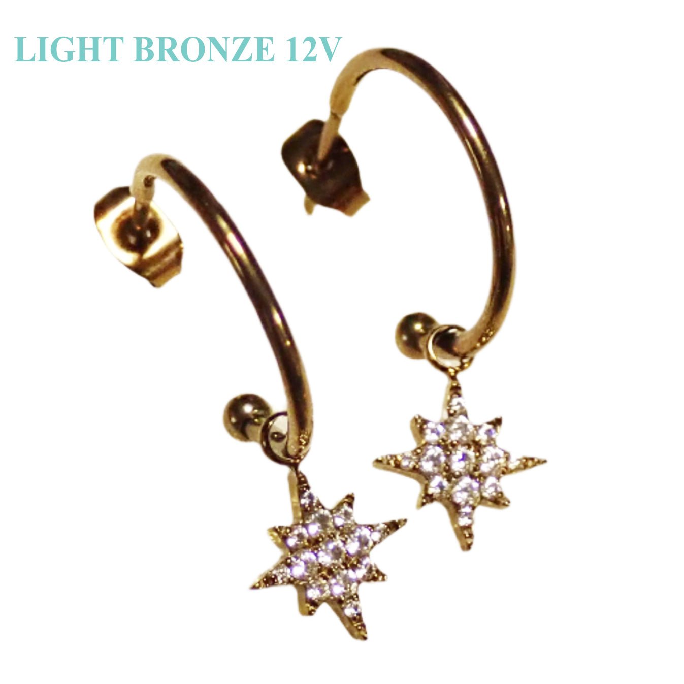 Titanium hoop earrings with charms, 20g, by Body Clickers Body Jewelry, showing sleek silver hoops with decorative charms.
