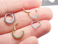 16g turquoise titanium clicker jewelry with 8mm diameter, designed for septum or daith piercings by Body Clickers Body Jewelry
