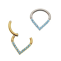Turquoise 8mm titanium clicker earring for daith or septum piercing, Body Clickers Body Jewelry, 16g size