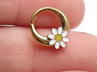 Gold Daisy Implant Titanium Septum Piercing clicker by Body Clickers, 16g, 8mm, with anodized 65v finish.