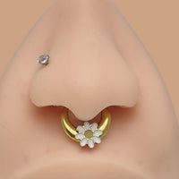 Gold Daisy Implant Titanium Septum Piercing clicker by Body Clickers, 16g with 8mm diameter, anodized for vibrant finish