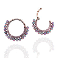 Titanium clicker with Bubblegum Opal and Pink CZ stones, 16g Body Clickers piercing jewelry for body jewelry.
