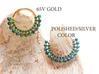 Galaxy Fire Opal and Emerald CZ titanium clicker earring, Body Clickers 16g body jewelry with 8mm design.