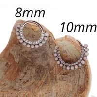 White opal and AB titanium clicker earring, 16g body jewelry from Body Clickers with an 8mm diameter.
