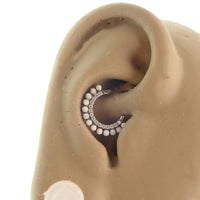 White opal and clear CZ titanium clicker earring in 16g body jewelry with an 8mm design from Body Clickers