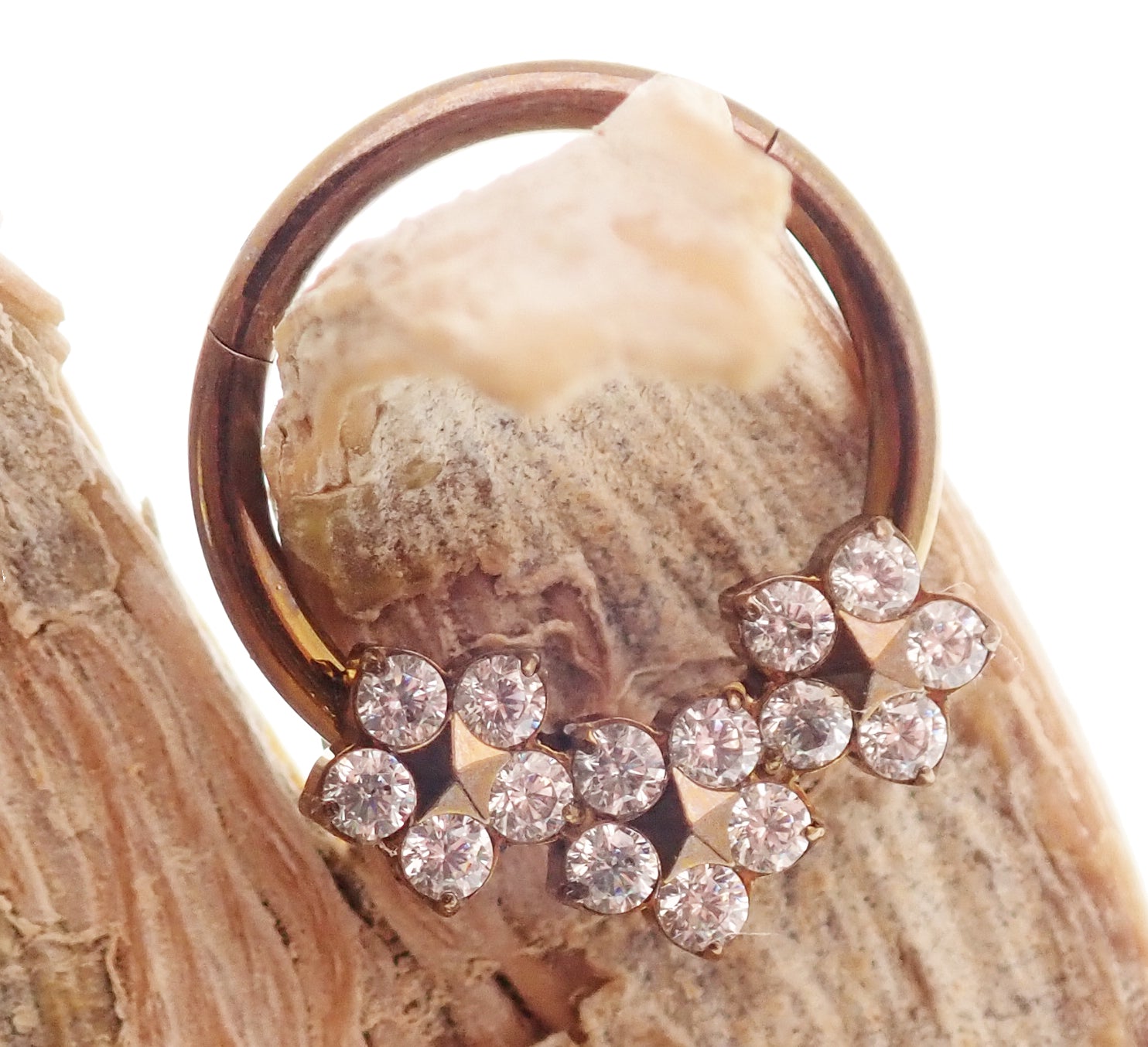 Flower Titanium Hinged 10mm Clicker by Body Clickers, 16g, with floral design, suitable for body piercing jewelry.