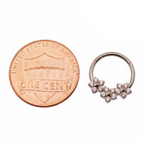 Flower Titanium Hinged 10mm Clicker by Body Clickers, 16g body jewelry with a floral design and hinged closure.