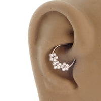 Flower titanium hinged 10mm clicker with 16g gauge from Body Clickers, featuring a detailed flower design for body jewelry.