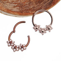 Flower Titanium Hinged 10mm Clicker by Body Clickers, 16g body jewelry with a floral design and secure hinge closure.
