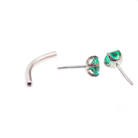 Titanium curve barbell with emerald stones, 18g, 16g, 14g, and 3mm stones from Body Clickers, featuring push fit design.