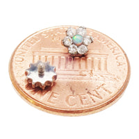 Titanium dermal top with cubic zirconia flower and opal center, 14g body jewelry by Body Clickers