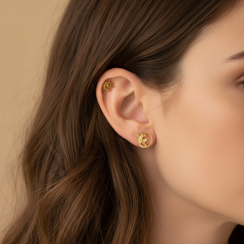 Alien internally threaded titanium flatback labret earrings in 14g, 16g, and 18g with a sleek, modern design.