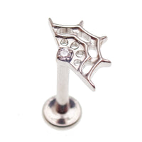 Internally threaded titanium Amethyst Spider & Web flatback earrings for piercing, 18 gauge, 6mm with 0.9mm thread from Body Clickers