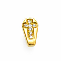 Titanium dermal top with coffin-shaped CZ cross body jewelry, flatback design, 14g gauge from Body Clickers Body Jewelry