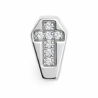 Titanium dermal body jewelry with coffin-shaped CZ cross top, 14g (1.2mm) thread, from Body Clickers Body Jewelry.