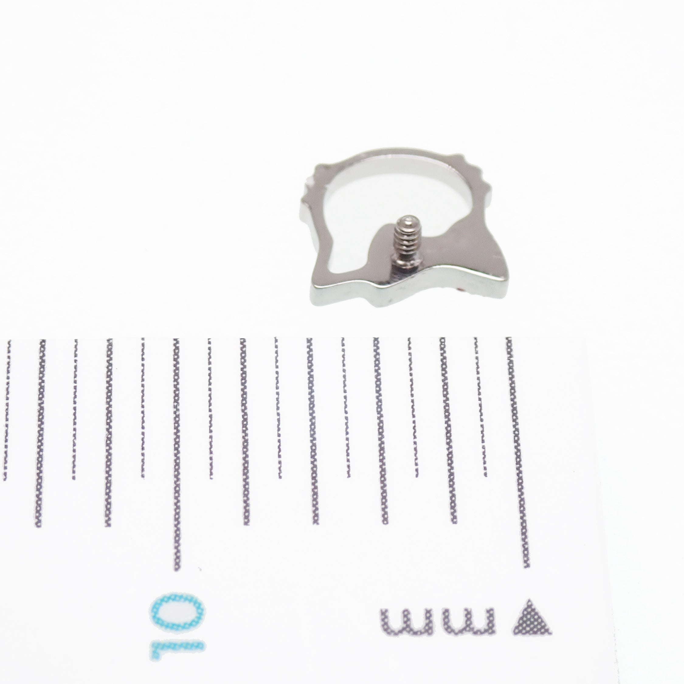 Hello Kitty pink CZ titanium flatback labret piercing earrings in 14g, 16g, and 18g with a cute Hello Kitty design.