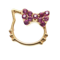Hello Kitty Pink CZ titanium flatback labret piercing earrings in 14g, 16g, and 18g sizes, featuring a cute pink CZ gemstone.