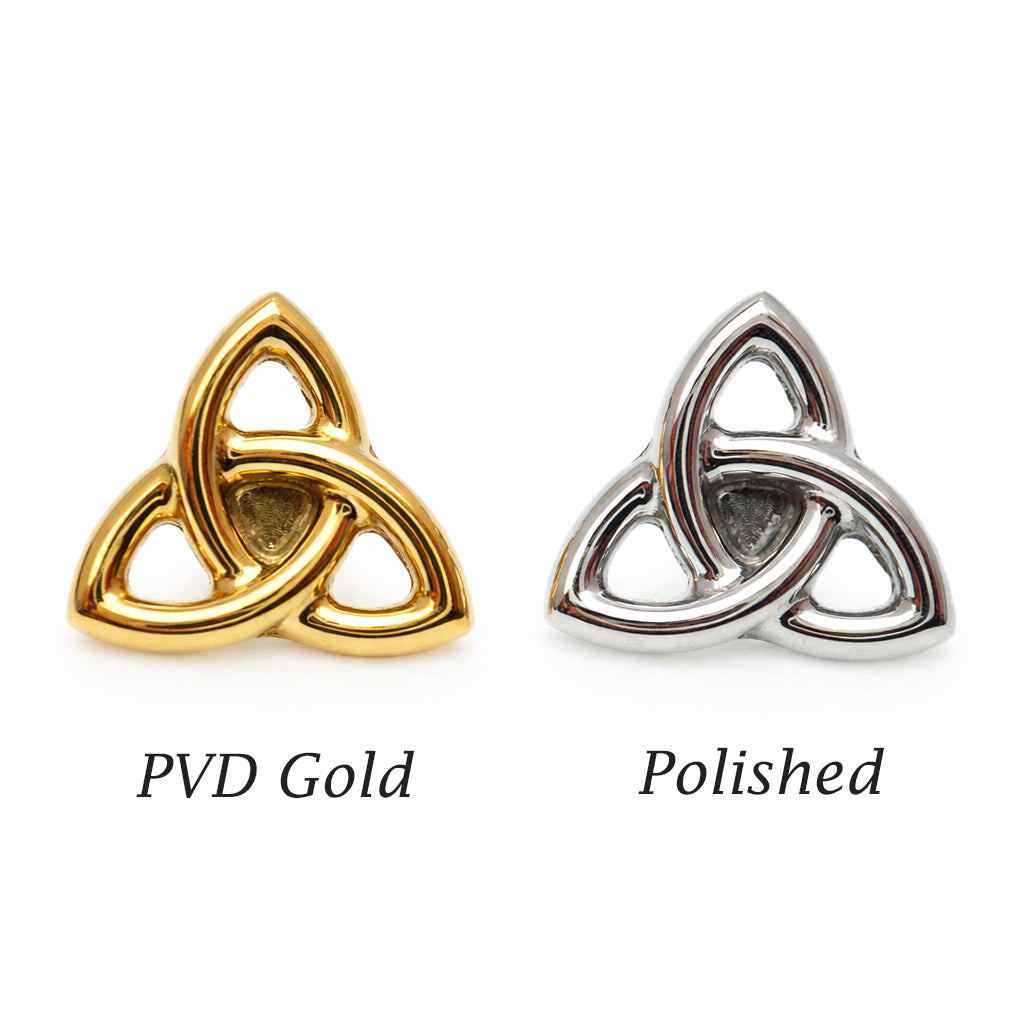 Implant Titanium Celtic Knot Earring by Body Clickers in 14g, 16g, and 18g with flatback design for labret piercing.