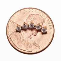 Body Clickers implant titanium curved labret earrings with cubic zirconia flatback, available in 14g, 16g, and 18g sizes.