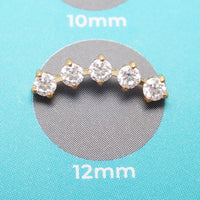Body Clickers implant titanium curved labret earrings with cubic zirconia flatback in 14g, 16g, or 18g sizes, shown in the image.