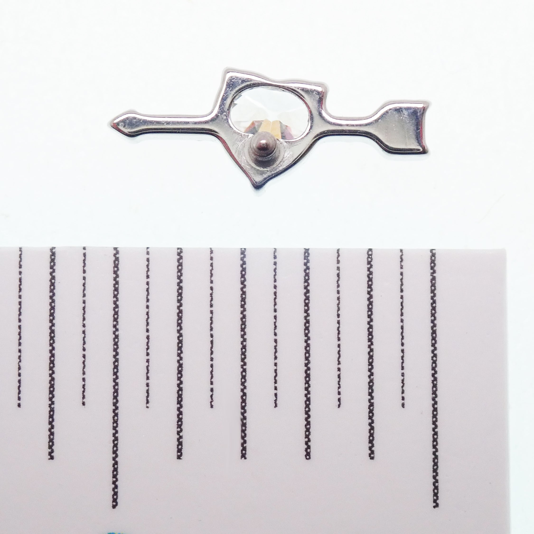 Titanium CZ arrow through a heart flatback labret piercing earring by Body Clickers, 18g, 6mm, stainless steel jewelry