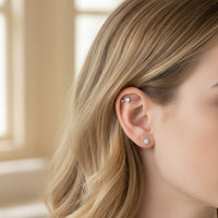 Titanium CZ arrow through a heart flatback labret piercing earring by Body Clickers, 18g, 6mm, for ear jewelry.