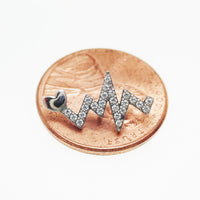 Titanium Heartbeat Flatback Labret Piercing earrings in 14g, 16g, 18g with internally threaded design by Body Clickers.