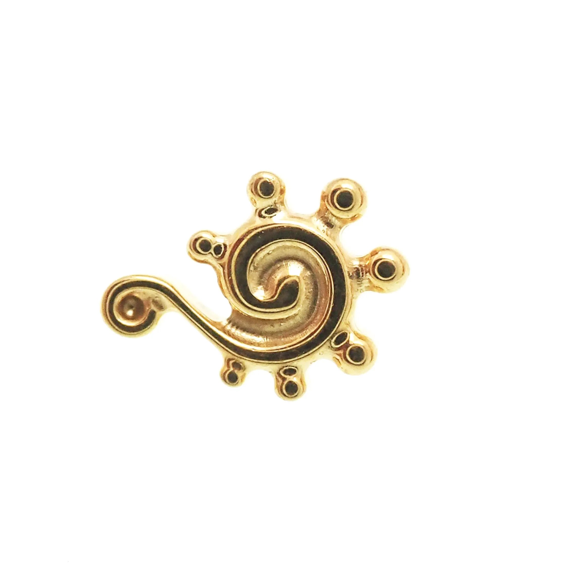 Body Clickers implant titanium PVD beaded swirl flatback labret piercing earrings in 14g, 16g, and 18g with beaded design.
