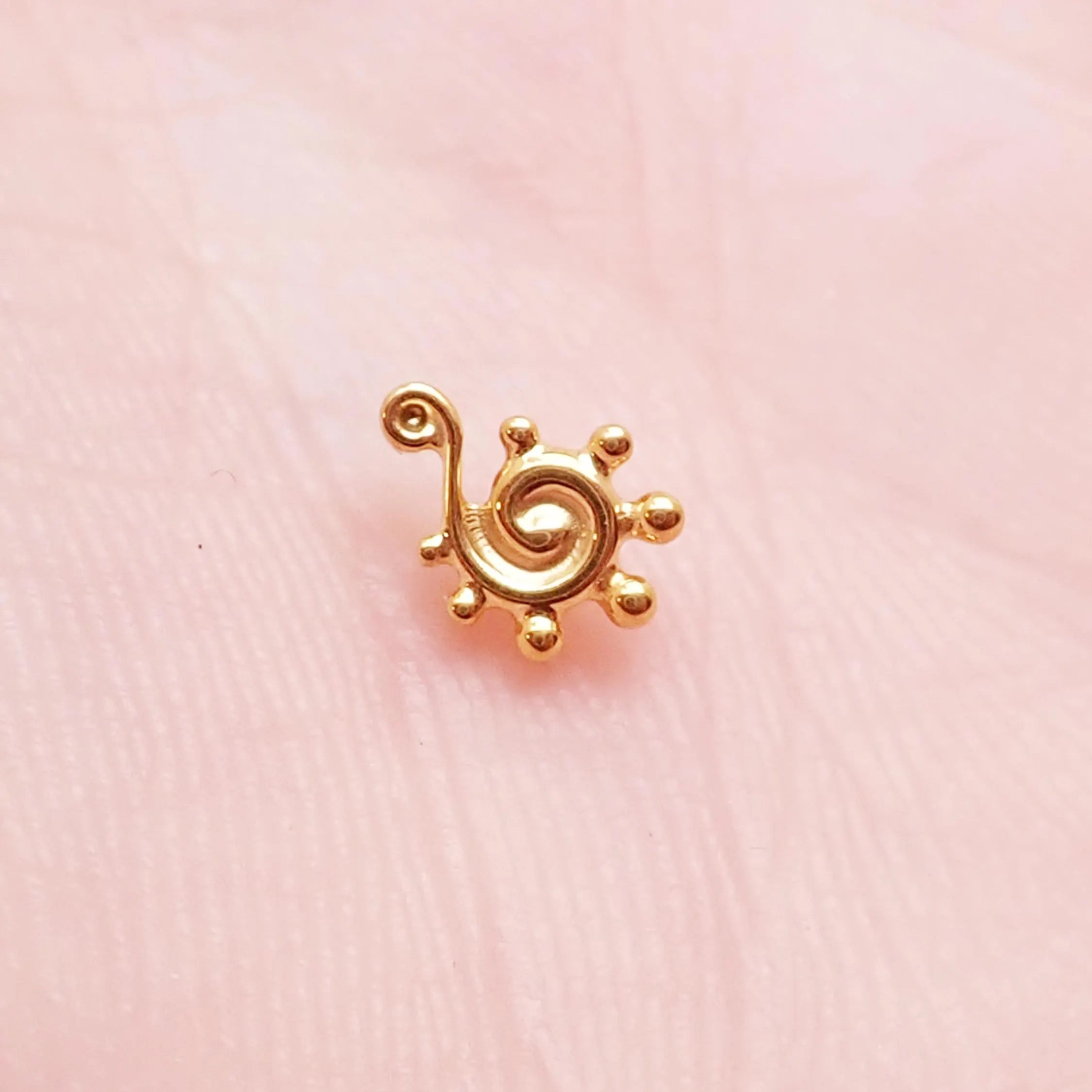 Titanium PVD beaded swirl flatback labret piercing earrings in 14g, 16g, 18g with implant-grade titanium from Body Clickers.