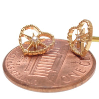 Gold PVD Heart Starburst Implant Titanium Flatback Piercing earrings, internally threaded, available in 14g, 16g, and 18g sizes.