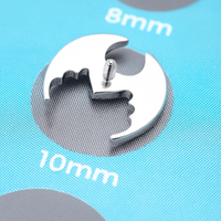 Titanium winged heart implant earrings, 18g, 16g, 14g, with flatback design, internally threaded for body piercing.